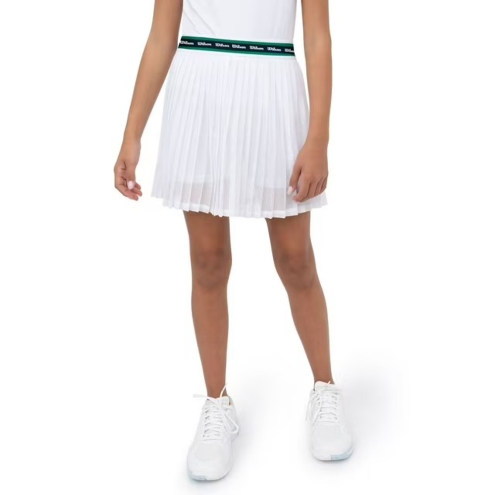 Wilson Girls Tennis Skort White Pleated Mesh Size L 10/12 NWT